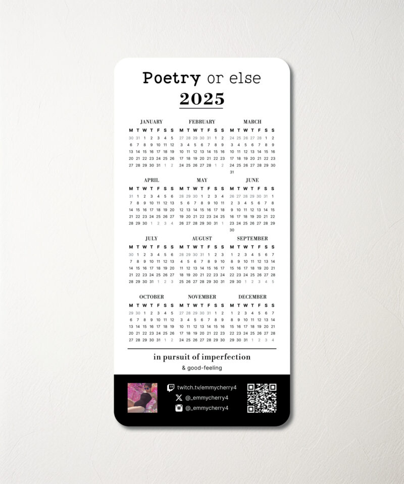 Poetry or Else 2025 Calendar Magnet